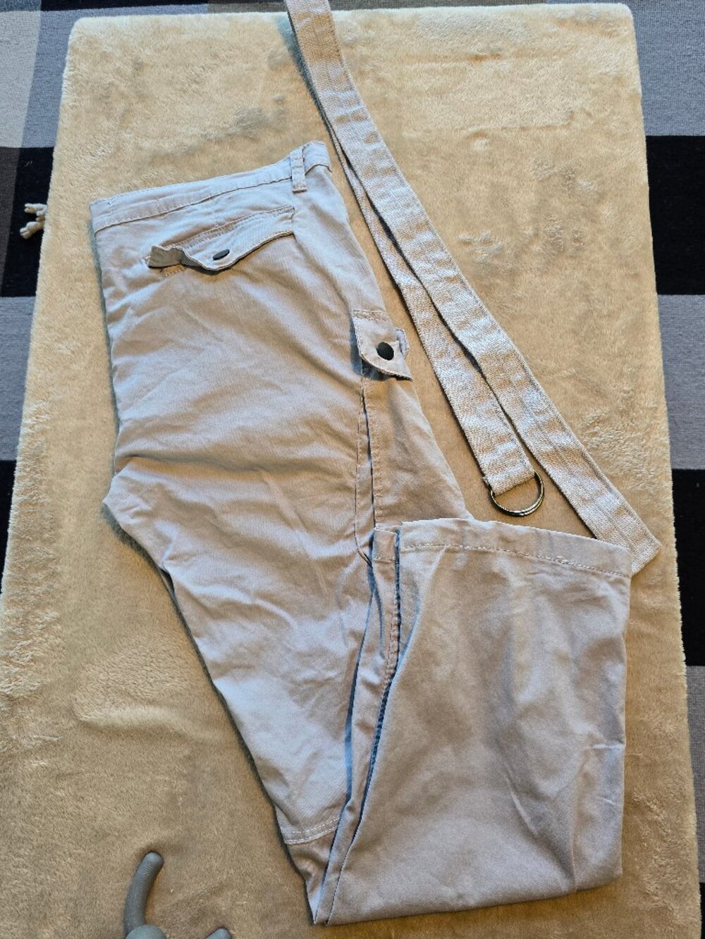 Vintage G-Star RAW Cargo Pants w. belt, Beige Khaki Mens Size 38x40 G.I.S. Y2K